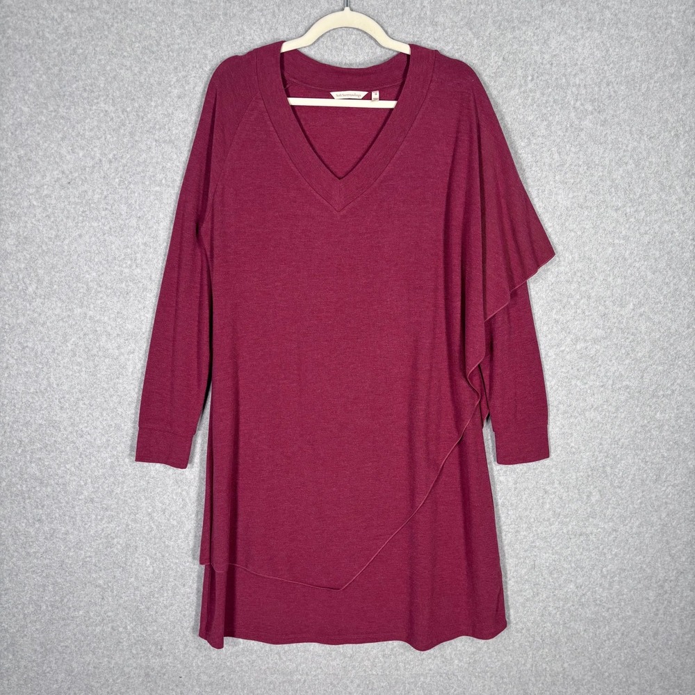 Soft Surroundings‎ Marla Dress Medium Burgundy Knit Asymmetrical Artsy Lagenlook